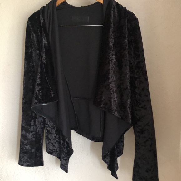 BLANKNyC Black Crushed Velvet Zip up Moto Jacket - Picture 12 of 15